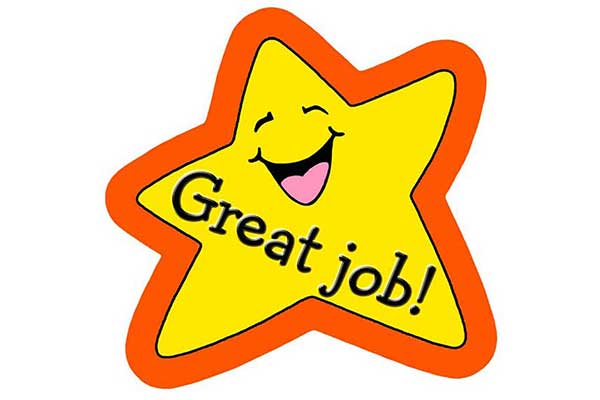 Star that reads "great job!"